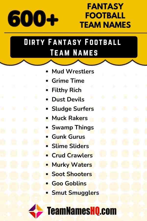 Raunchy Fantasy Football Team Names 2024:  50+ Dirty and Hilarious Names